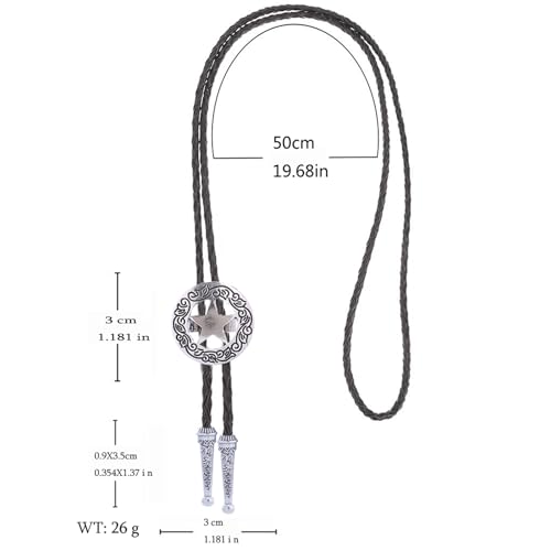 Image of Cowboy Bolo Tie for Men, Vintage Cow Skull Bolo Tie Necklace Native American Necktie for Men Women