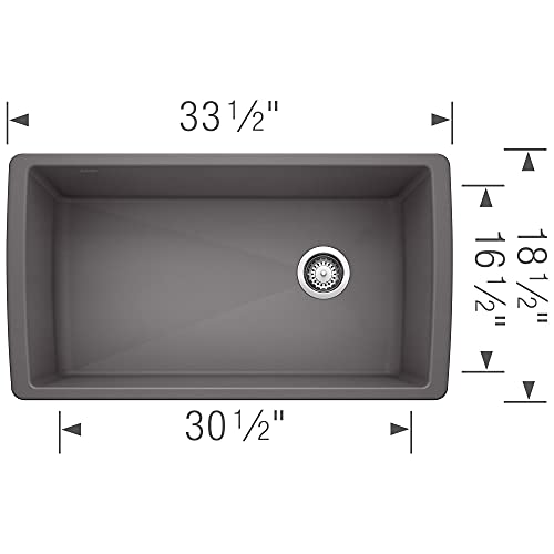 BLANCO, Cinder 441764 DIAMOND SILGRANIT Super Single Undermount Kitchen Sink, 33.5" X 18.5" by BLANCO - Image 2