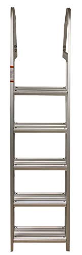 Class A Customs Marine Pontoon Boat Dock Heavy Duty Aluminum 5 Step Removable Boarding Ladder FIXD-PBDL5S-AL