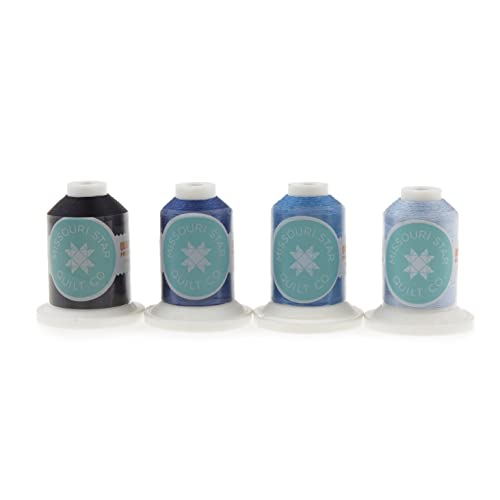 Missouri Star Cotton Sewing Thread - Double Mercerized Cotton Thread 50Wt - Heavy Duty All Purpose Quilting Thread 500 Yds Per Spool - Sewing Supplies Blue Thread Assortment #TOP26