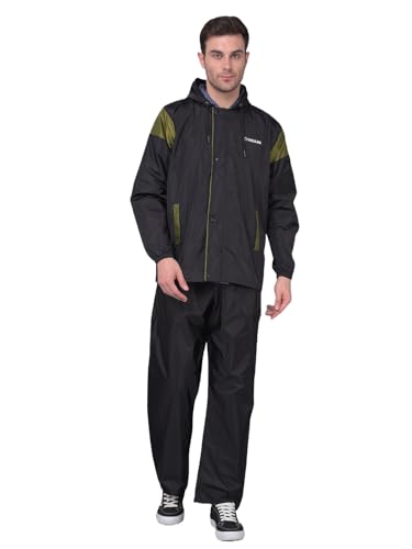 Image of Dollar Rainguard Men's Reversible Full Sleeve Solid Raincoat Set With Adjustable Hood and Pocket