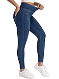 LILLUSORY Womens Jeggings High Waisted Stretch Jeans Skinny Tummy Control Denim Leggings with Pockets Trendy Pants 2025 Dark Blue L