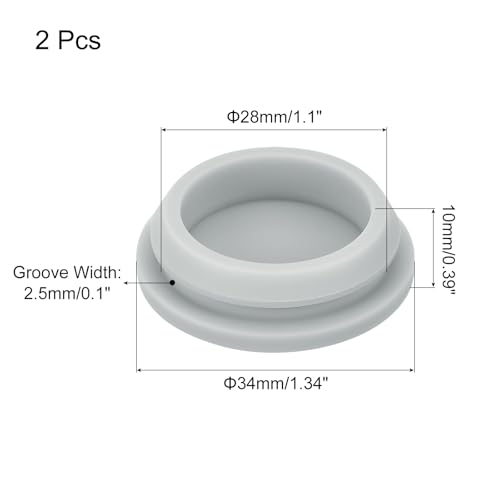 Image of MECCANIXITY 2pcs Silicone Snap in Locking Hole Plugs,28mm /1.1 Inch Mounting Diameter Narrow Groove Width 2.5mm Panel Seal Cover Round for Kitchen Bulkheads Waterproof Sealing Plugs Grey
