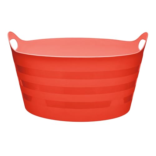 Garronda seau flexible en polypropylène 15 L bac universel usage maison jardin garage atelier coffre rangement transport poignées intégrées robuste GD-0181, Rouge