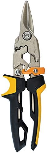 Fiskars Nożyce do cięcia blachy, Wygięte w prawo, Do 40% większa moc, Długość 25,2 cm, Hartowana stal/ tworzywo, Czarny/ zielony/ pomarańczowy, PowerGear, 1027210
