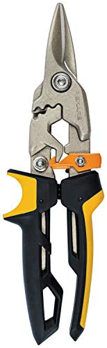 Fiskars Nożyce do cięcia blachy, Proste cięcie, Do 40% większa moc, Długość: 25 cm, Stal/tworzywo, Czarno-pomarańczowe, PowerGear, 1027207