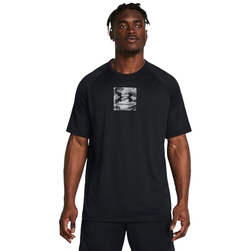 Under Armour Maglia girocollo da uomo a maniche corte con stampa tecnica, (002) Nero// Bianco, 3XL