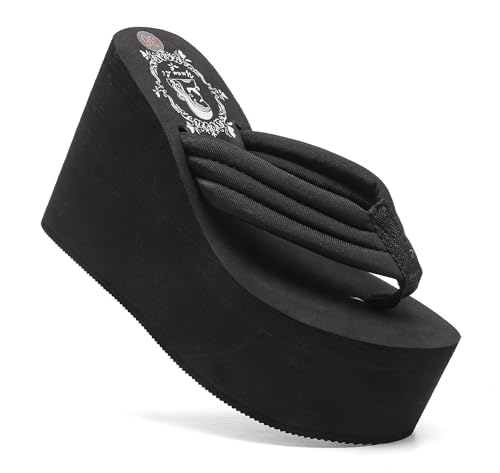 Like-know-like Womens Wedge Sandals Platform Sandals Women Chunky Wedge flip flops Sandals for Women Black US 7 by Like-know-like - Used condition - US$24.27