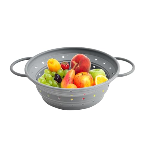 Setaccio da cucina in silicone - Colino pieghevole, filtro da cucina per lavare la frutta | e pieghevole con maniglie, filtro multiuso per lavello da cucina, cestino scolapiatti per insalate, pasta