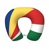 SamLng Almohada de viaje de espuma viscoelástica con bandera de Seychelles, soporte para el cuello en forma de U para avión, coche, hogar, oficina, ligera, ajustable