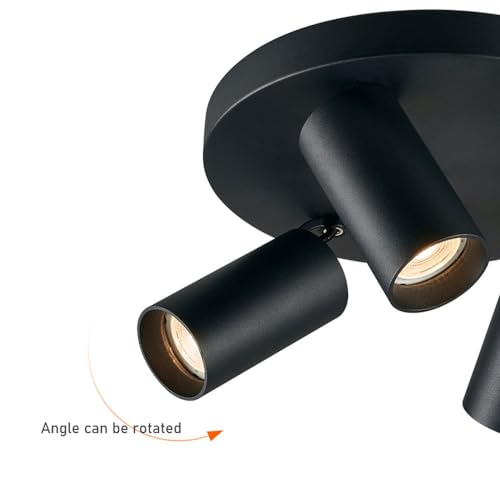 Kit d'éclairage sur rail circulaire orientable noir avec 3 spots encastrés - 5