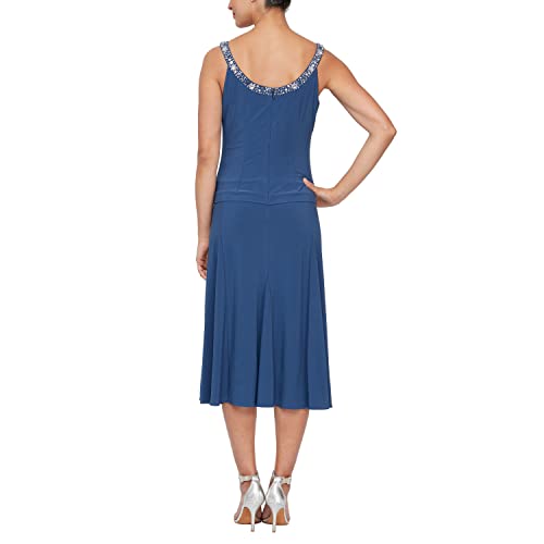 Image of Alex Evenings Women's 2 Piece Tea Length Jacket Dress with Sequin Beaded Trim