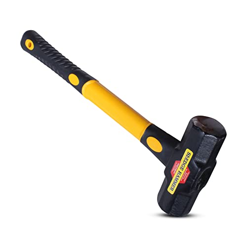 GREYTEN Sledge hammer, Fiberglass Engineers Hammer 3lbs, Sledge with Forged Steel Construction & Shock Reduction Grip