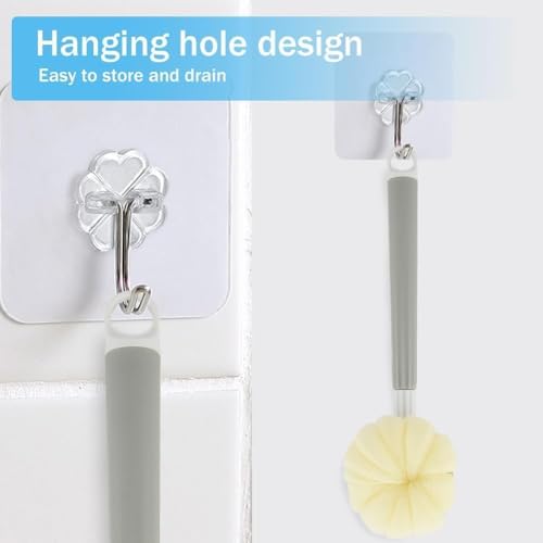 Image of 2-In-1 Body Bathing Brightening Brush With Soft Bristle&Loofah Body Back Scrubber Brush Massage Bath Scrubber For Smooth,Glowing Skin - Long Handle Shower Bath Brush For Unisex (FOLDING)