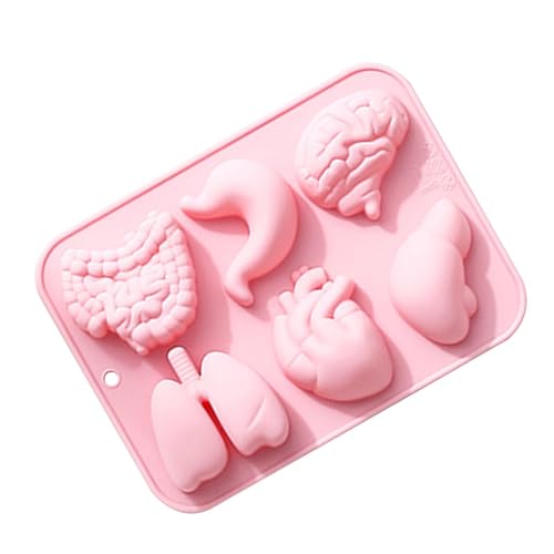 Fizepgo Moldes de organigrama de silicone – Coração cérebro estômago fígado intestino pulm moldes para fondant, molde de Halloween com 6 hu para bolos de fondant, chocolate, doces, sobremesas,