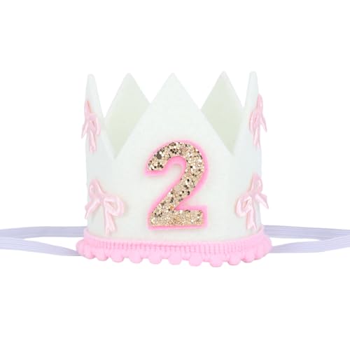 Couronne 2e anniversaire, rose et blanc, arceau pour fille fête