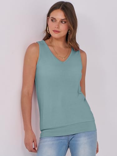 Image of ANRABESS Women Tank Tops Summer V Neck Sleeveless Casual Loose Fit Cute Cami Basic T Shirts Solid Tees 2026 Trendy Outfits