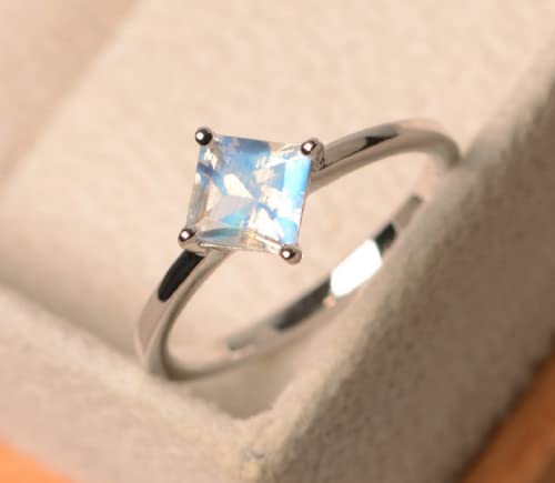 Awmnjtmgpw 925 Sterling Silver Moonstone Ring Cut Cubic Zircon Blue Topaz women's wedding engagement ring size 6-103