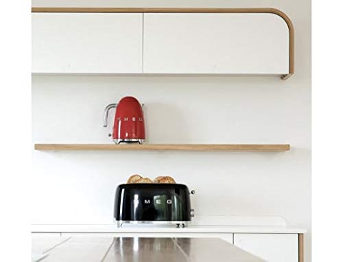 Smeg, Grille-pain 4 Tranches TSF02BLEU, 2 Fentes 36 mm, 6 Niveaux de Brunissage, Fonction Chauffage, Décongélation et Bagel, Éjection Automatique du Pain, Ramasse Miettes, 1500 W, Noir