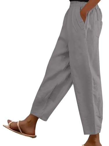 Aprovecha estos pantalones palazzo de lino y algodón para el verano con cintura alta y bolsillos en oferta