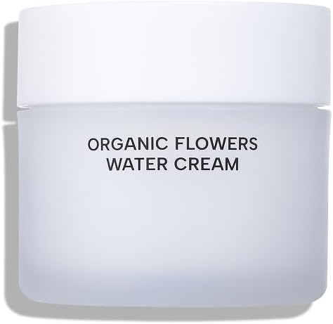 Whamisa Organic Flowers Water Cream, 95.2% Organic, Waterless Formula, Fermented Postbiotic for Deep Hydration & Soothing, Moisturizing (50ml)