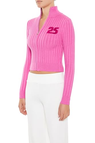 Forever 21 Women's 25 Patch Ribbed Zip-up Sweater4