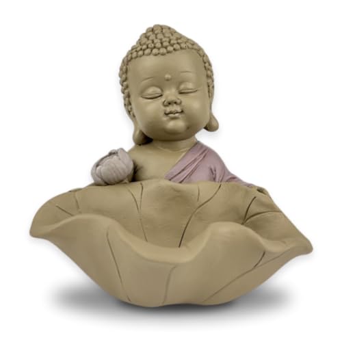 Zen Light Estatua, Resina, Rosa y Beige, H 10,5