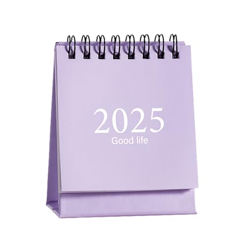 2025年 小型 卓上カレンダー | 2025年 計画 スケジュール 360度ページめくり - 両面立ちめくり ポータブルカレンダー 予定表 月間めくりスケジュール