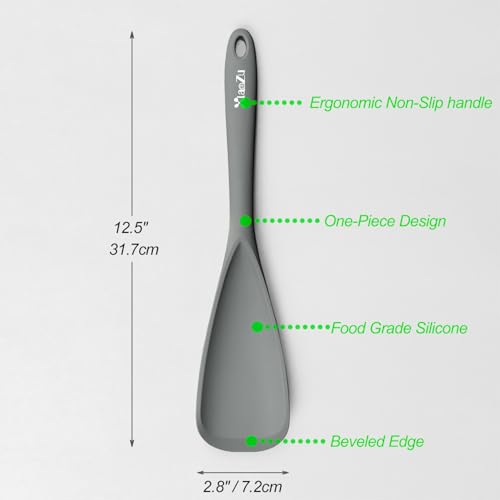 Silikon-Spatel-Löffel, ideal zum Kochen und Servieren, langlebiges BPA-freies mattes schwarzes Silikon, nahtloses Design… – Ansicht 2