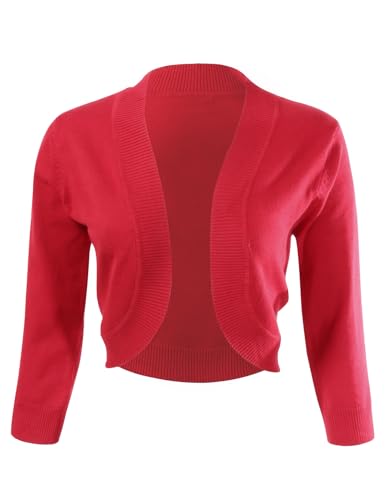 Image of Allsense Women's 3 /4 Sleeve Bolero Shrug for Dresses | Open Front Cropped Cardigan, Lightweight Knit Dress Cover Up