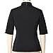 Church Clergy Shirt with Tab Collar for Women Spring/Summer Half Sleeve Slim Blouse Top Black