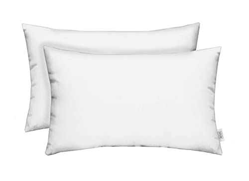 Sunbrella Lumbar Throw Pillows Set of 2, 20 x 12 in, Canvas White