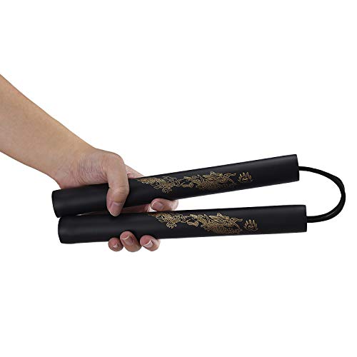MENOLY Nunchucks Safe Foam Sponge Training Nunchucks Nunchakus for Kids Beginner Practice and Training with Storage Bag Black