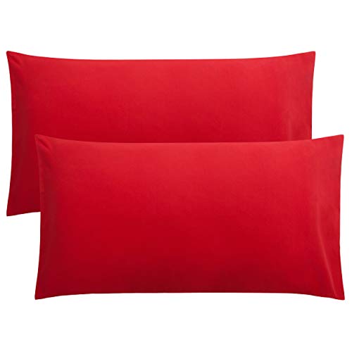 FLXXIE 2 Pack Microfiber King Pillow Cases, 1800 Super Soft Pillowcases with Envelope Closure, Wrinkle, Fade and Stain Resistant Pillow Covers, 20x36, Red