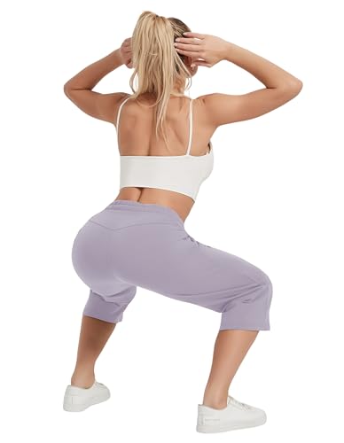 Image of SPECIALMAGIC Women Capri Pants Cotton Yoga Wide Leg Pajama Pants Capris Sweatpants Sports