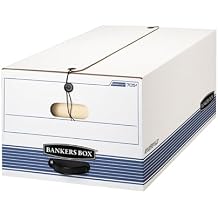 Bankers Box Stor/FileTM Standard-Duty Storage Boxes With Locking Lift-Off Lids And Built-In Handles, Legal Size, 24" x 15" x 10", 60% Recycled White/Blue, Case Of 3