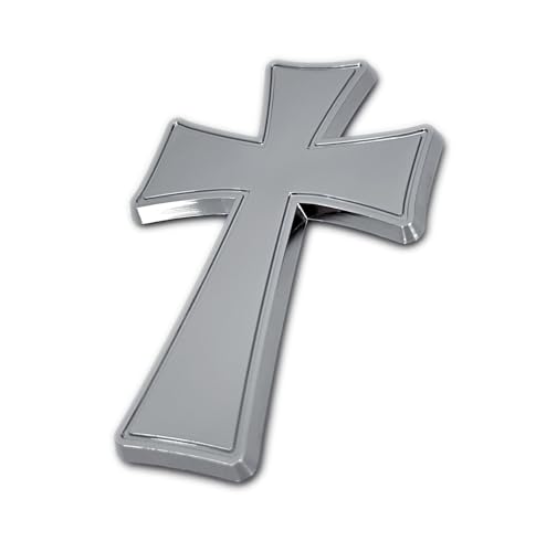Image of Elektroplate Tapered Cross OEM Chrome Emblem for Cars, Trucks, and All Auto | Universal Fit at 3.2 inch x 2.2 inch | Weatherproof
