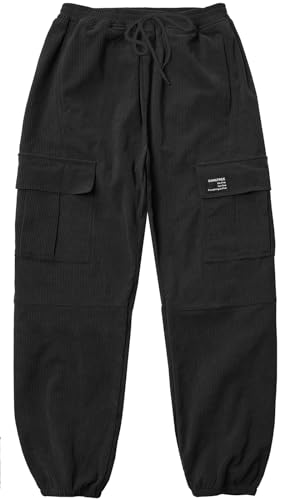 SANGTREE Girls & Women's Corduroy Cargo Pants Drawstring Elastic Waist Multi Pockets Trousers2