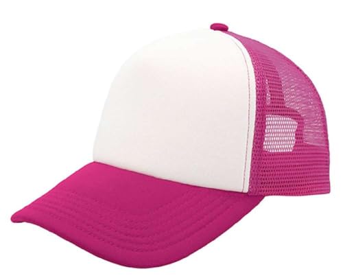 Image of NYFASHION101 Plain Mesh Trucker Hat - Breathable 6-Panel Daily Snapback Cap, Customizable Ideal for DIY Embroidery & Patches