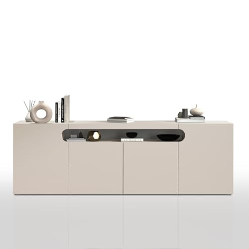 WHOUS Buffet REALpour Salon avec 4 Portes et 1 Compartiment Ouvert, Bahut pour Cuisine et Salle à...