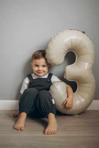 Image of 5 Balloon Numbers Birthday Decorations, 40In Cream Balloons for Men Women | Eye-catching Appearance, Perfect Decorative Centerpieces, Convenient Self-sealing Structure, Widely for Various Occasions