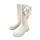 Girls Knee High Boots with Rhinestone Bow Lug Sole...