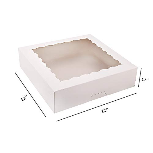 Tcoivs 20-Pack Pie Boxes 12" x 12" x 2.5", Bakery Boxes with Window, White Cookie Boxes, Auto-Popup Treat Boxes for Pies, Muffins, Donuts and Pastries by Tcoivs - Image 2