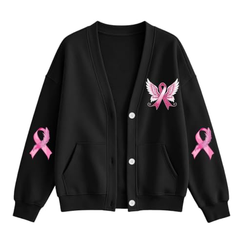 Breast Cancer Sweatshirt Cardigan for Women Oversized Fall Sweatshirt - image 4