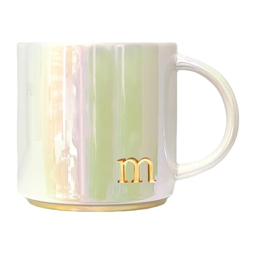 COLLECTIVE HOME - Ceramic Coffee Mug, Iridescent Finish Cups, Personalized Lowercase Embossed Lettering, Lustrous Multicolored Finish, Ideal for Unique Gifts (m)