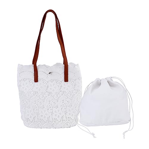 Sac à bandoulière en dentelle blanche OUNONA modèle B avec fermeture magnétique