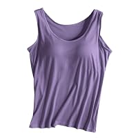 ANYFITTING Haut D'éTé pour Femme avec Soutien-Gorge Intégré, Débardeur Dos Nu, Chemises sans Manches, Chemisier Caraco, Chemises de Soutien-Gorge pour Femme Modèle rétro M