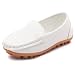 LONSOEN Toddler/Little Kid Boys Girls Soft Synthetic Leather Loafer Slip-On Boat-Dress Shoes/Sneakers,White,SHF103 CN25