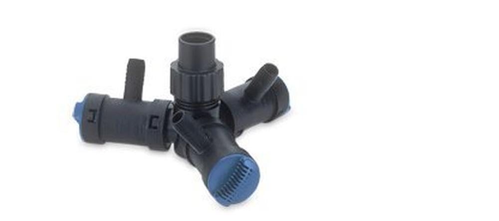 Oase Wasserverteiler Multi WD 1 Zoll, Schwarz, dreifach - mit Zweifachverteilerfunktion, Garten Bewässerung Verteiler