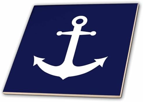 3dRose Navy Blue and White Nautical Anchor Design - Ceramic Tile, 6-inch (ct_165798_2) image 5